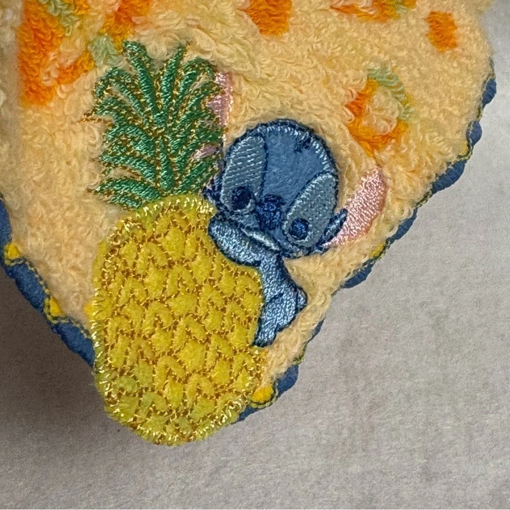 STITCH Small Hand Towel Orange Pineapple Disney Japan Fruit Print